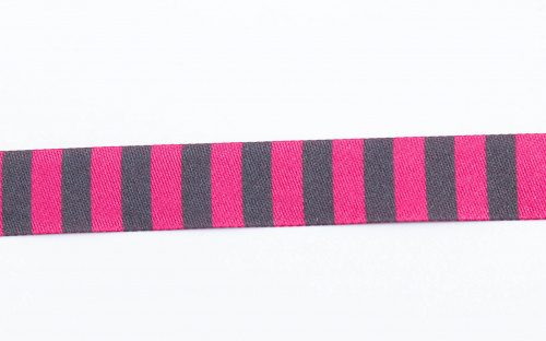 Webband Streifen pink/ grau (1 m)
